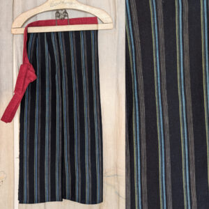 ばあばのMAEKAKE前掛け・紺地に水色・若草色（丈長め）